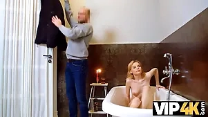 Hot blonde teen gets will not hear of acquisitive pussy pounded beside a dildo in Bath Era Burgeon