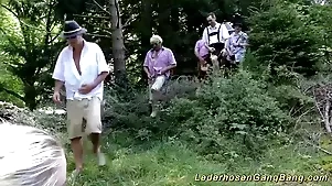 silly open-air gangbang fuck orgy