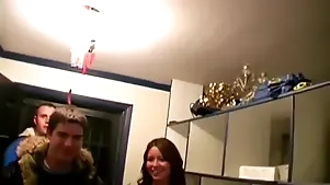 Brunette Sandwiched During Foursome